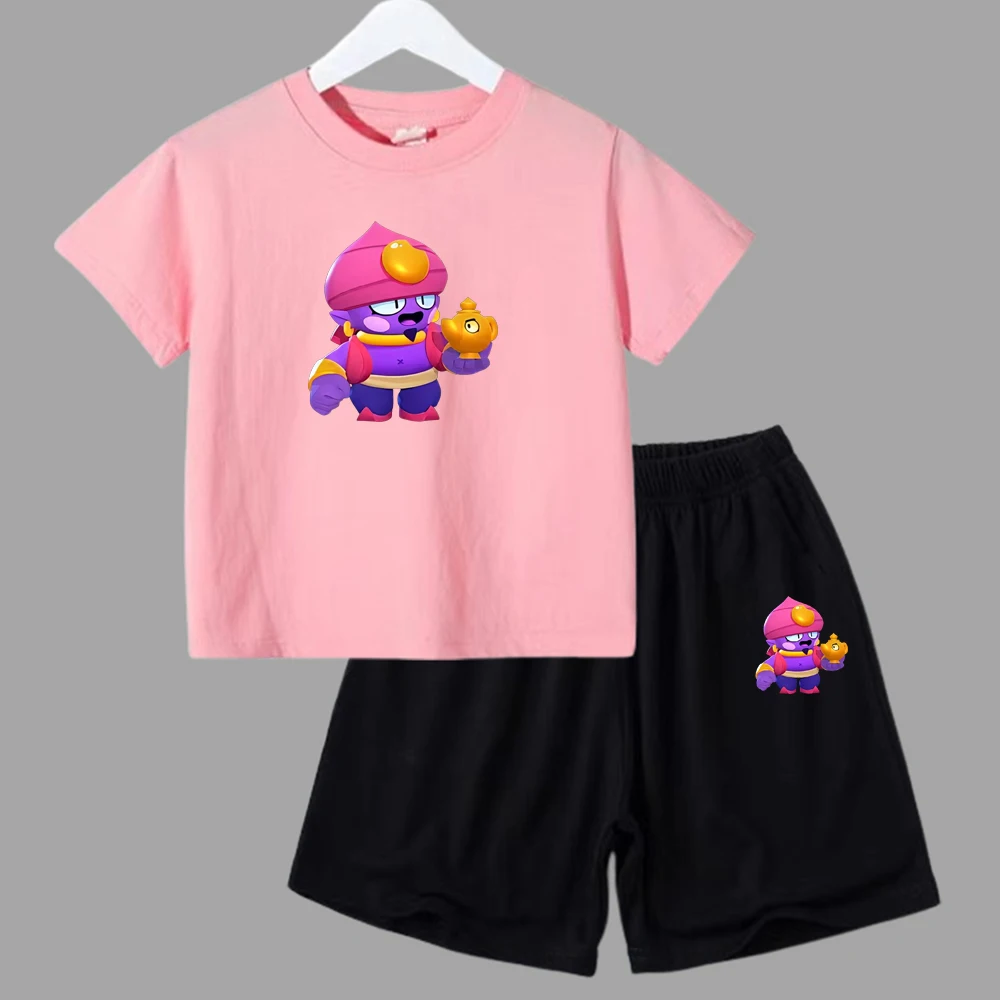 thumbnail image 1 of Conjunto de ropa de verano para niñas y adolescentes, camisetas y pantalones cortos de Anime de lucha para niños y niños, traje de 2 piezas, atuendo informal para niños, chándal, 1 of 5