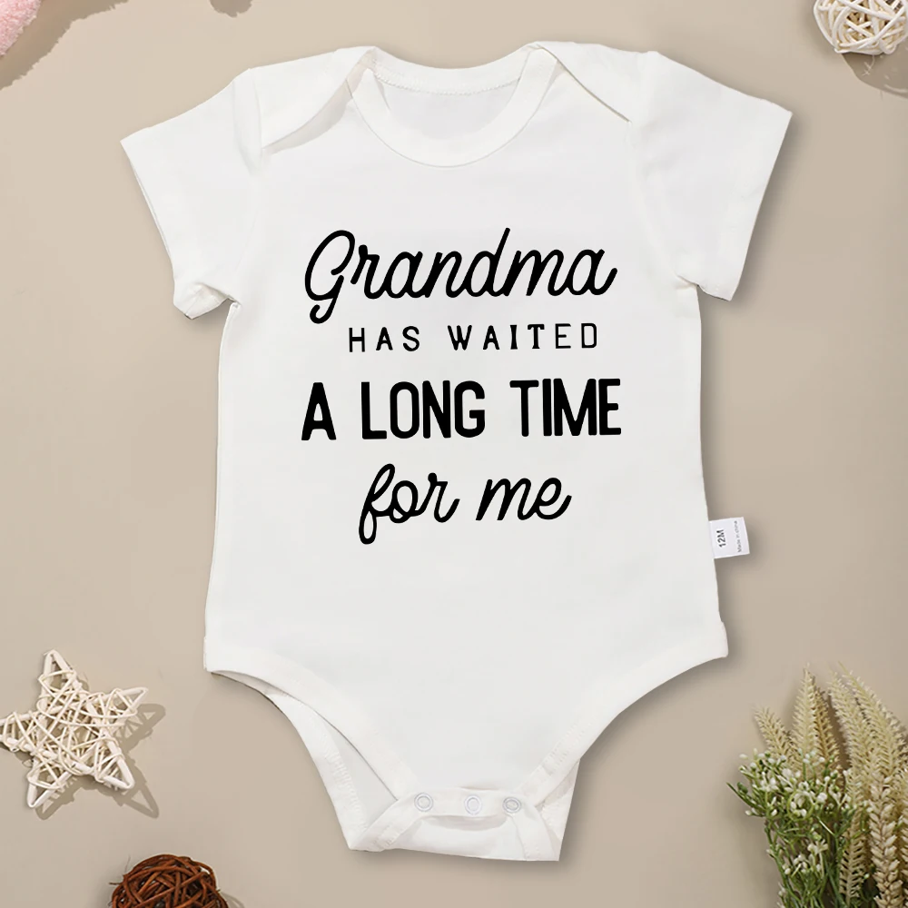 

“Grandma Has Waited a Loing Time for Me” Newborn Girl Clothes High Quality Pure Cotton Fine Gift Baby Boy Bodysuit Dropship