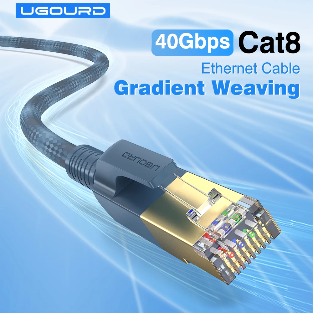 Câble Ethernet RJ45 CAT8 tressé dégradé de couleur 40Gbps câble réseau CAT 8 cordon de raccordement Internet Lan pour ordinateurs portables PS 4 routeur rond
