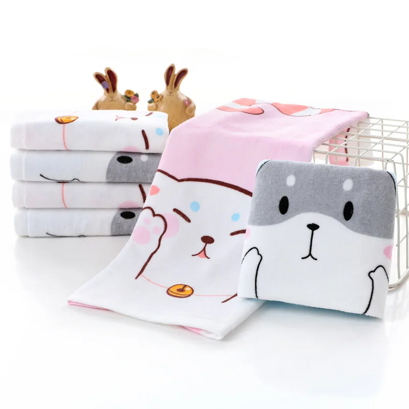25X50cm New Musical Notes Small Towel Bamboo Fiber Music Cat Soft Towel Children's Jacquard Embroidered Wool Baby Stuff