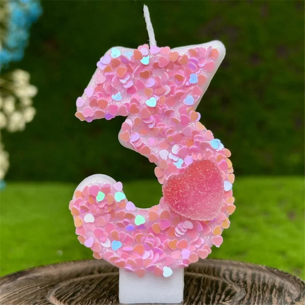 Girl Heart Pink Love Birthday Number Candle One Year Old Children Adult Ceremony Proposal Anniversary Party Confession Gift