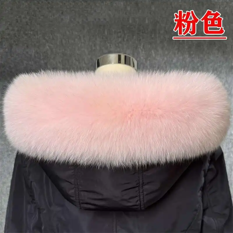 Real Fox Fur Collar Women Universal Hat Strip Down Jacket Fur Collar Winter Warm Fur Scarf Shawl Luxury Neck Warmer Fur Scarf