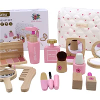 Wooden Pretend Play Makeup Toys Simulation Cosmetics Set Girls Play  Hairdressing Simulation Make Up Preschool Toys 5