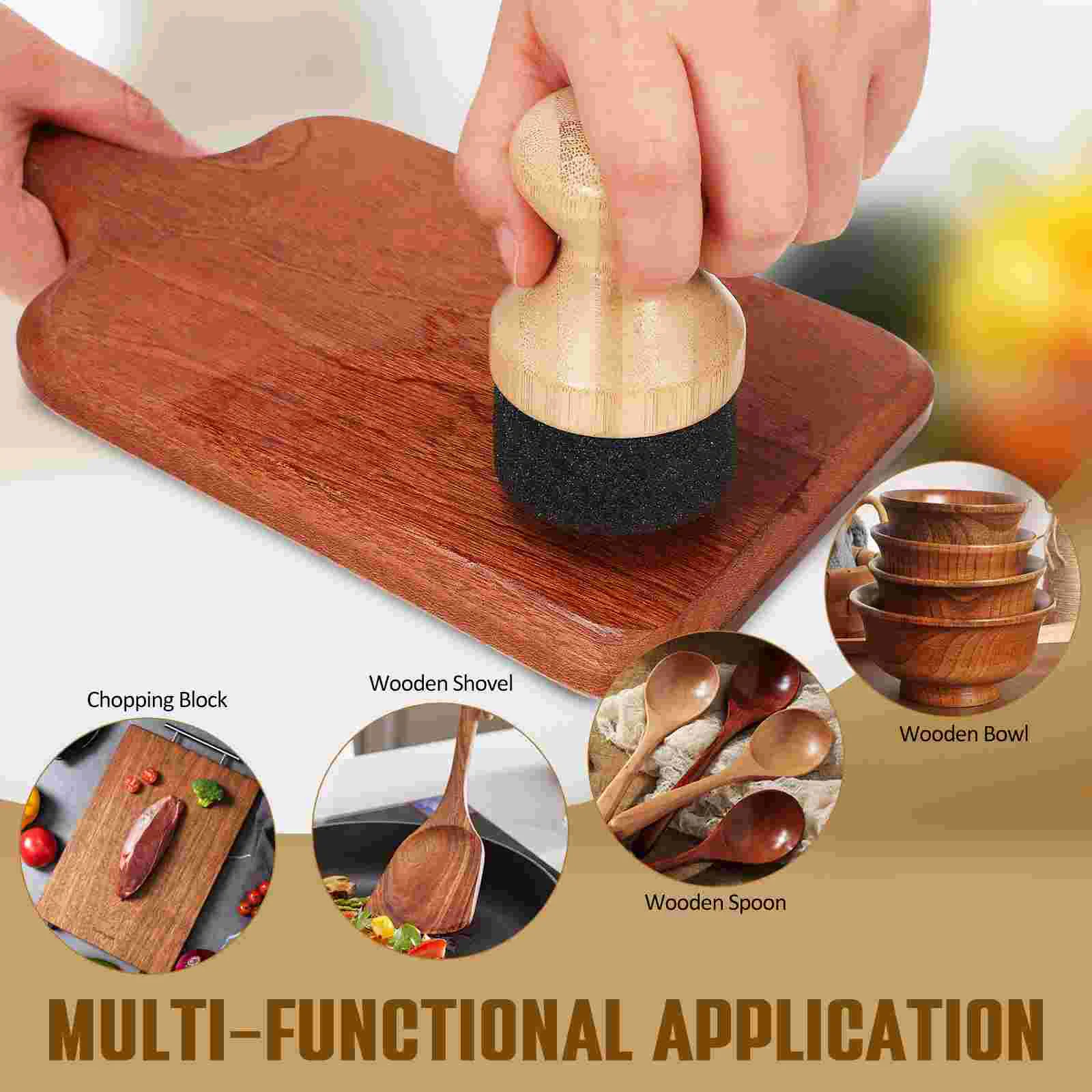 1 Mineral Oil Wax Applicator for Board Wood Brush Cutting Bamboo + Sponge Cream Work