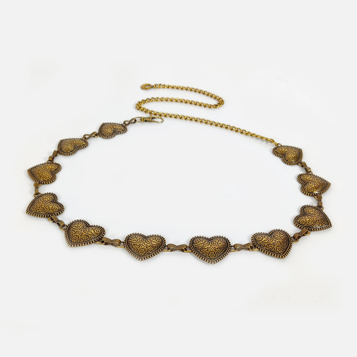 Cinturón de cadena de oro vintage para mujer, cinturón de metal con corazón, cinturones punk góticos para mujer, cinturón fino plateado para pantalón Harajuku._voghion.com