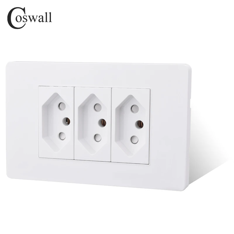 Coswall PC 브라질 표준 20A 전원 브라질 소켓 PD 3.0 20W Type-C 듀얼 USB 고속 충전 콘센트 벽 소켓 118*72mm