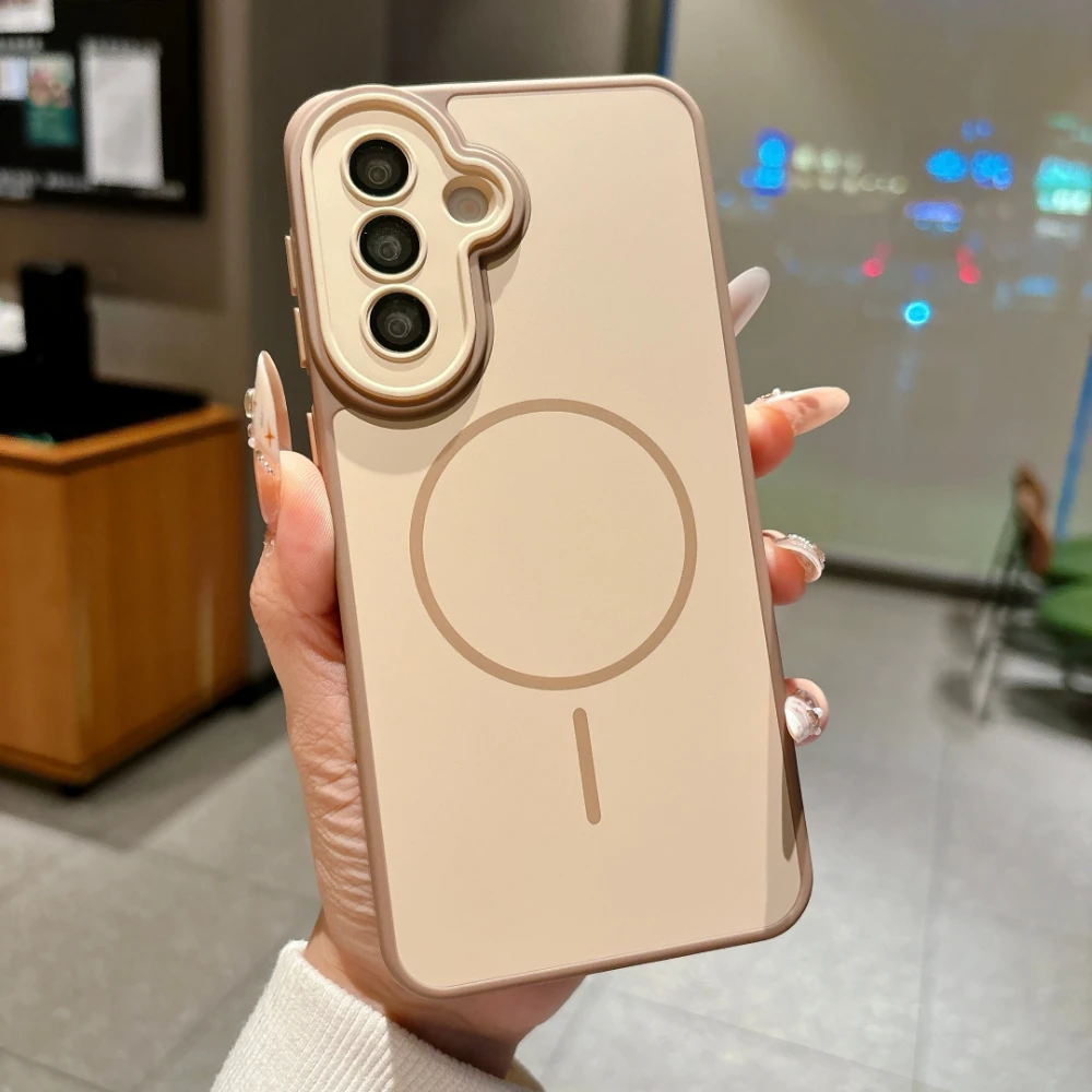 Solid Color Magnetic Charging Shockproof Phone Case with Camera Protection