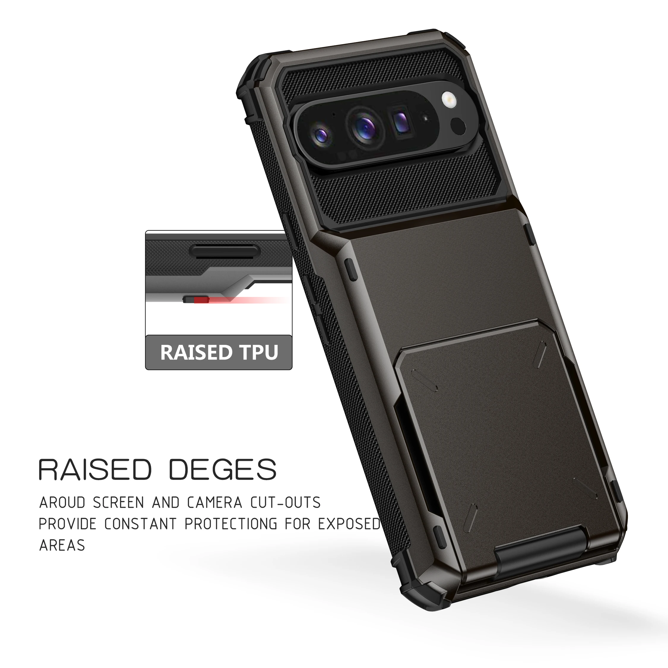 Shockproof Protective Case with Credit Card Holder Slot and Large Storage Capacity