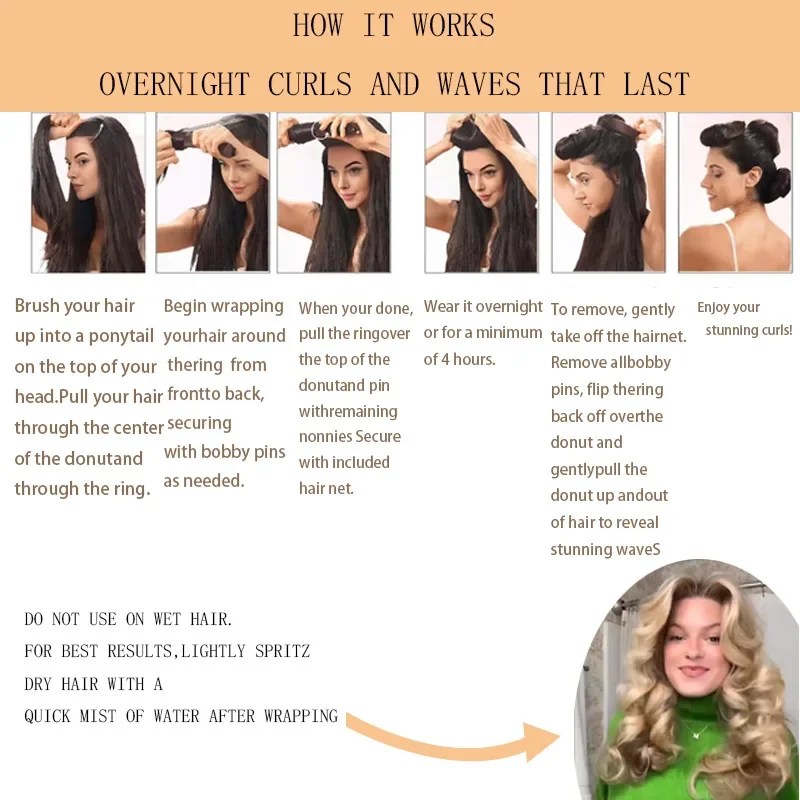 Heatless Curling Rod Headband Lazy Hair Curlers No Heat Hair Rollers Curls Sleeping Soft Flexi Rods with Hook Styling Tools