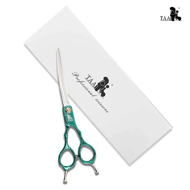 TAA Dog Scissors Professional Pet Scissors for Dog Curved 440C Alloy Steel Shear 6.8 Inch Ultra-Light Grooming Shear