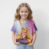 MINISO Disney Princess Rapunzel 2024 Summer 4-14 Years Children Kids Cool Boy Cute Girls Lightweight 3D Print T-Shirt Tops 3