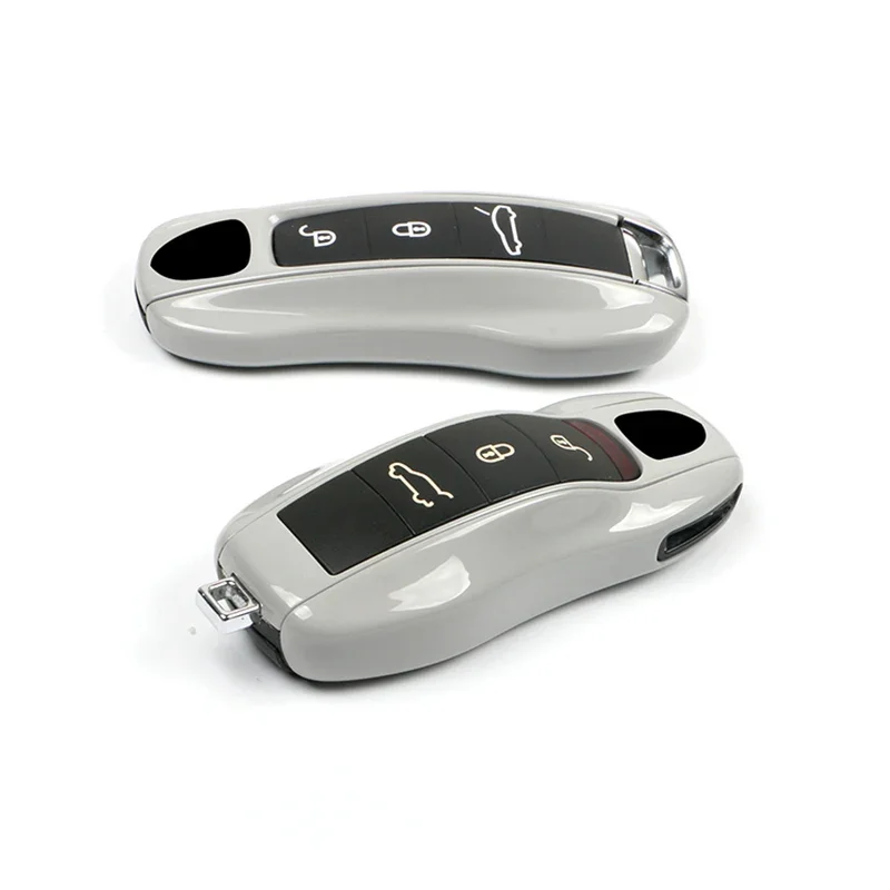 

Light Grey Car Key Cover Case Shell Replacement Fits Porsche 911 Carrera GTS Macan 718 Panamera Cayenne Boxster Tayca Cayman