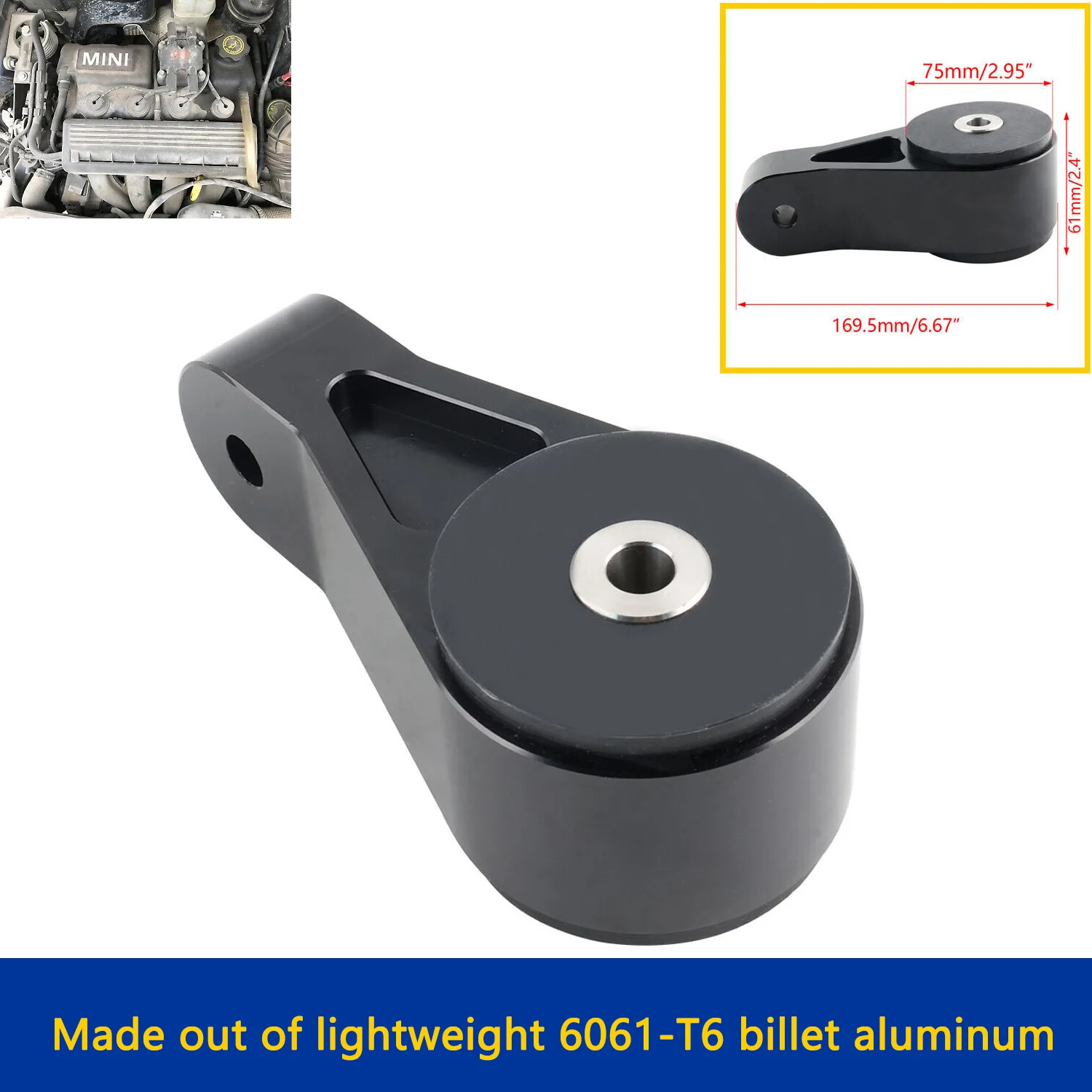 Torque Lower Engine Mount Mini Cooper 2002-2006 R53 Upgrades engine mount bracket