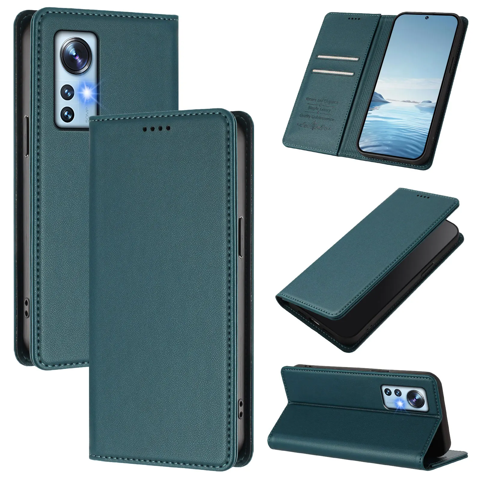 Deluxe Leather Wallet Flip Phone Case with Magnetic Closure