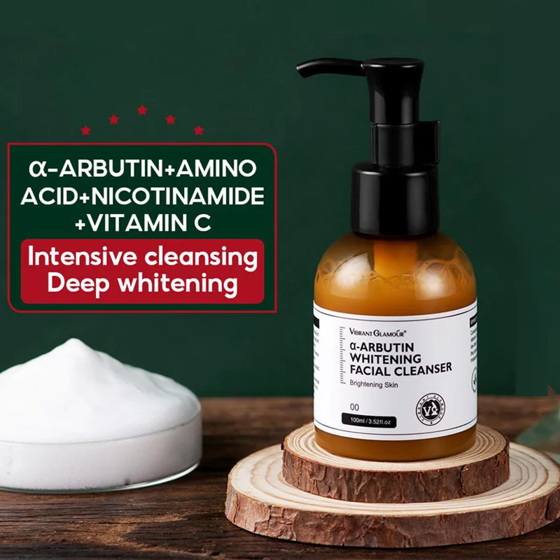 VIBRANT GLAMOUR Arbutin Whitening Cleanser Deep Cleansing Shrinks Pores Lightens Melanin Dark Spots Skincares 100g 2