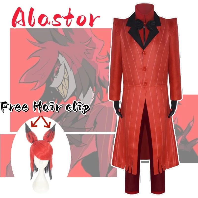 

Alastor Аниме Косплей Костюм Одежда парик бесплатно заколка для волос униформа косплей радио клубника демон прыгун демон Властелин Хэллоуин