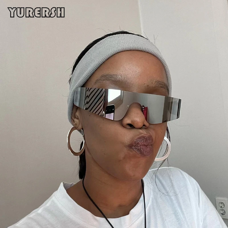 

New 2000s Y2k Sunglasses Women In Rimless One-Pieces Fashion Sunglass Female Vintage Wrap Square Sun Glasses For Ladies Gafas