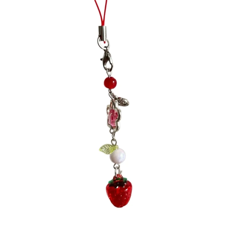 Leichter Erdbeer-Taschen-Charm, zarter Schlüsselanhänger-Charm, süßer Erdbeer-Handyanhänger, geeignet für verschiedene Anlässe – Detail 3