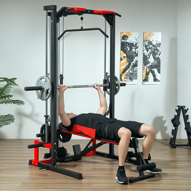 Soozier Smith Machine, Multi-Function Power Cage with Lat Pull down System 6