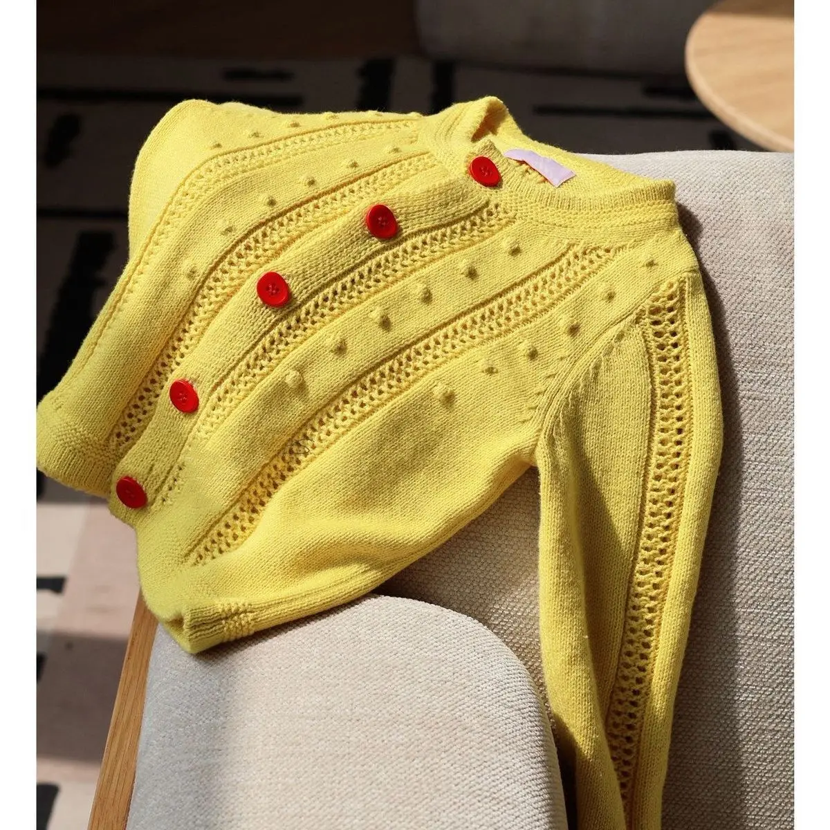 여자  니트 가디건 스웨터 노란색 봄 가을 신상 아동 자켓