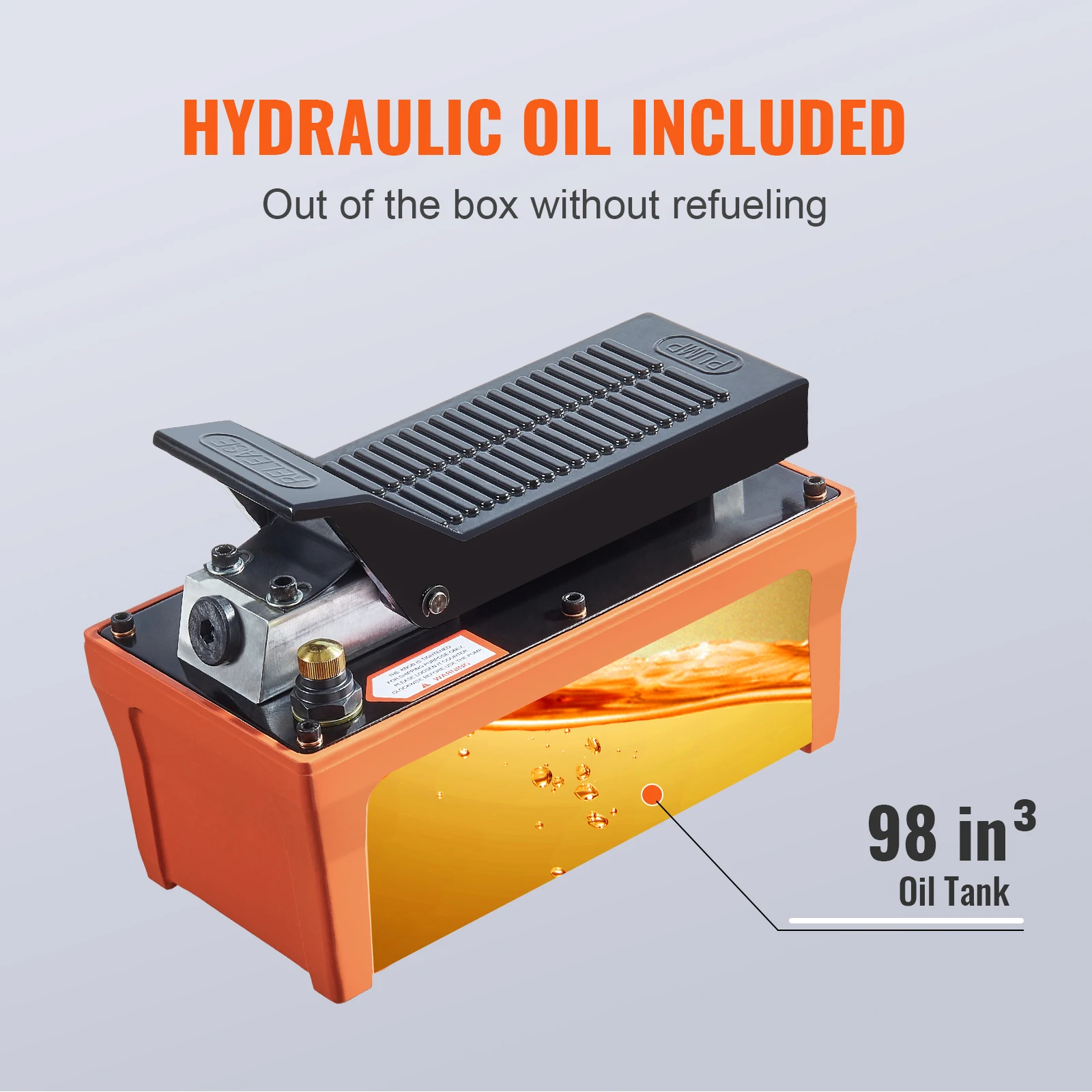 VEVOR Air Hydraulic Pump 10,000 PSI 1/2 Gal Reservoir Foot Actuated Air Treadle for Auto Body Frame Machines and Pulling Post 4