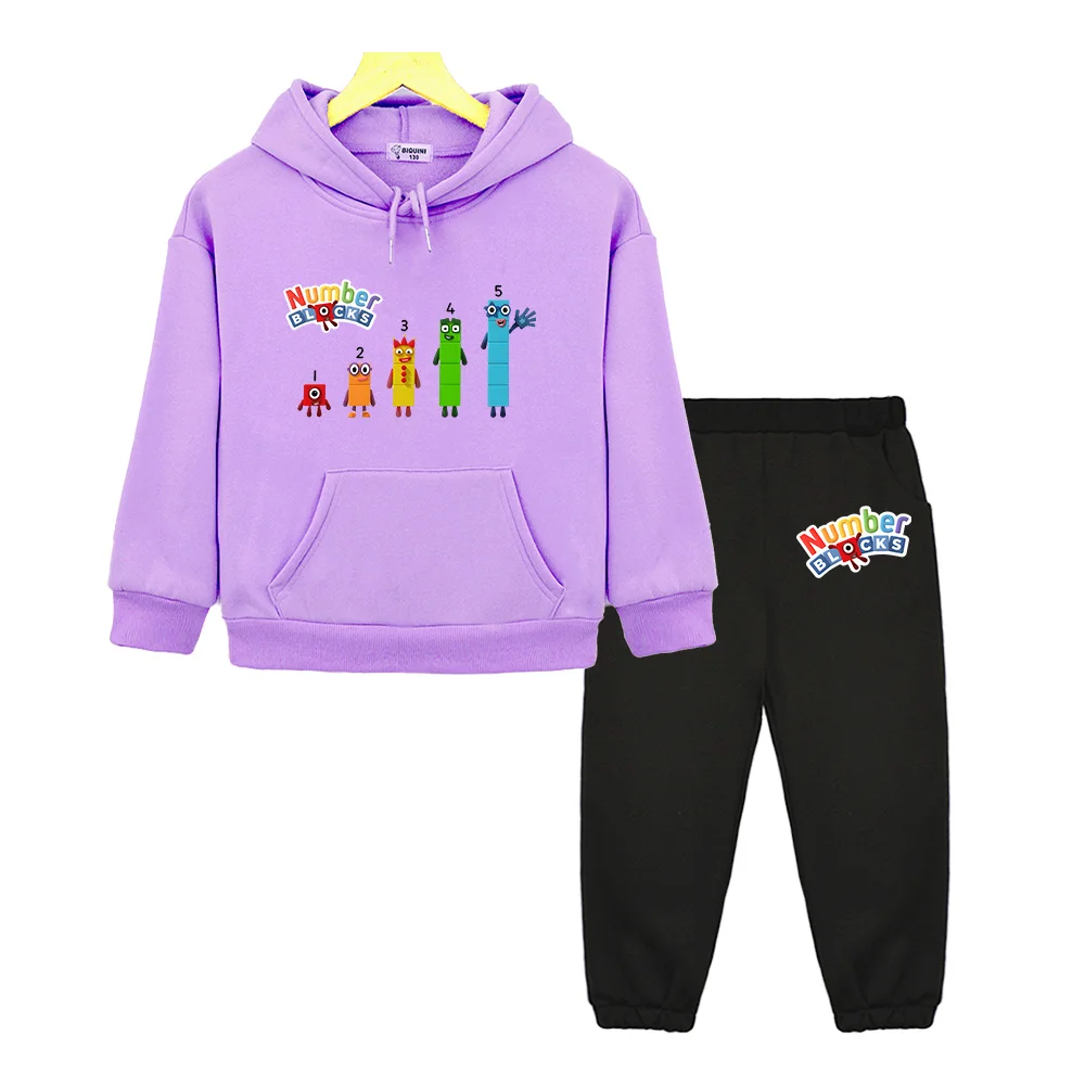 

Number Blocks Hoodie and Pants Sets Long Sleeve Boys and Girls Sweatshirt Sudadera Autumn Fleece Comfortable Pullovers Clothing