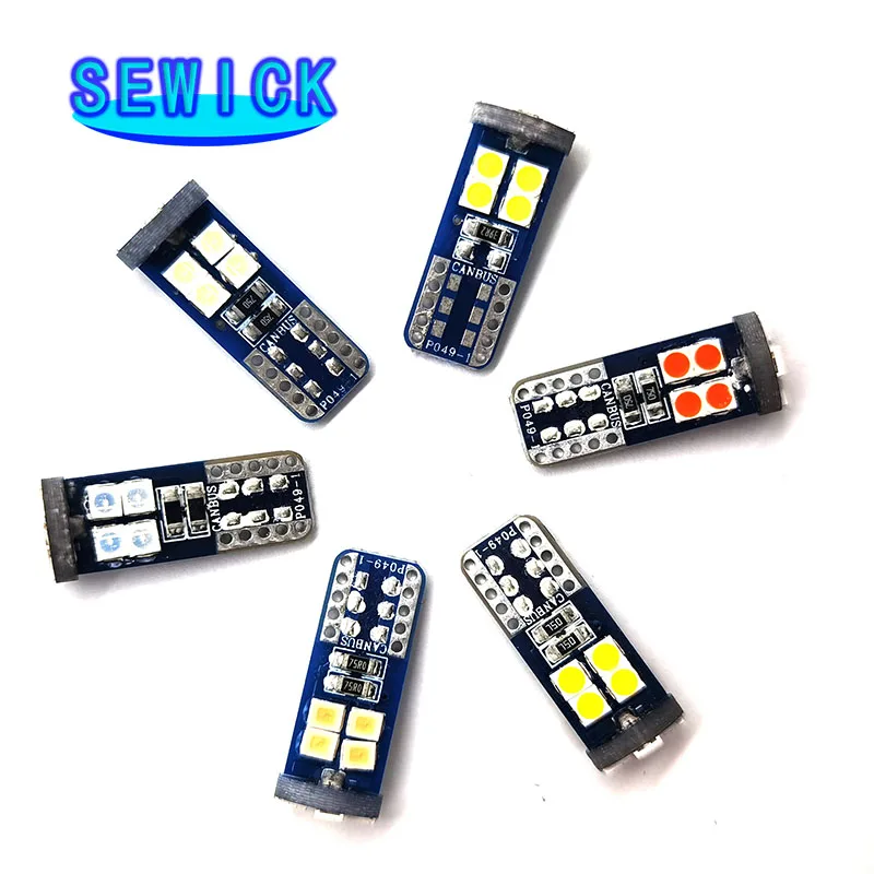 

100pcs Car 12V T10 canbus 12 SMD 3030 No Error 168 W5W Turn Side License Plate Light Parking Clearance Bulbs White wholesale
