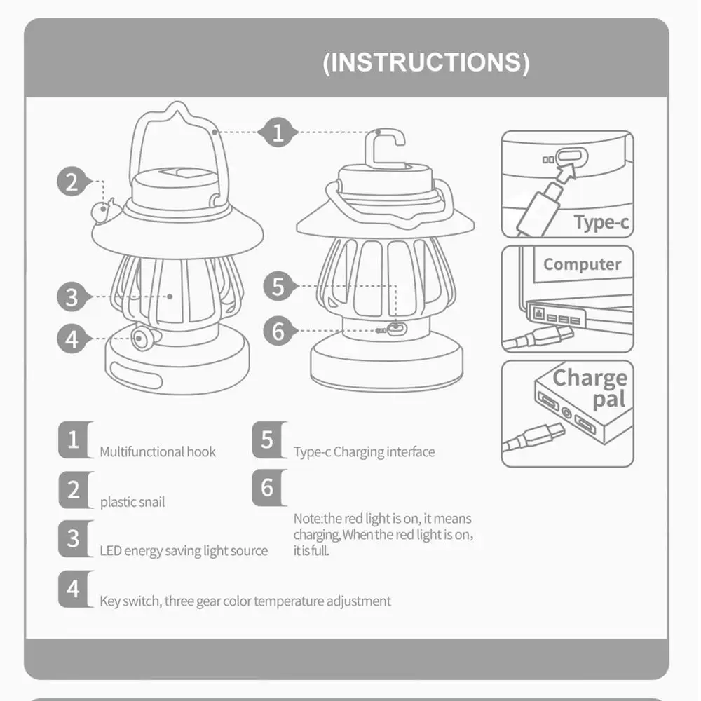Rechargeable Outdoor Camping Lantern - Snail Design