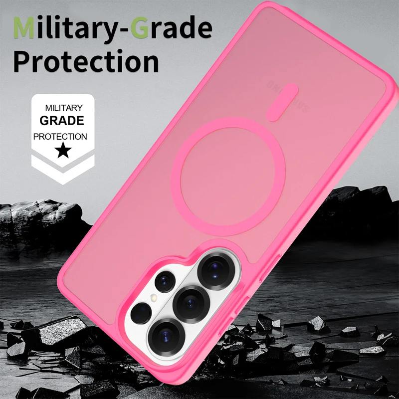 Magnetic Attraction Shockproof Matte Phone Case - Semi-Transparent, Skin Feel, Hard PC Back Cover