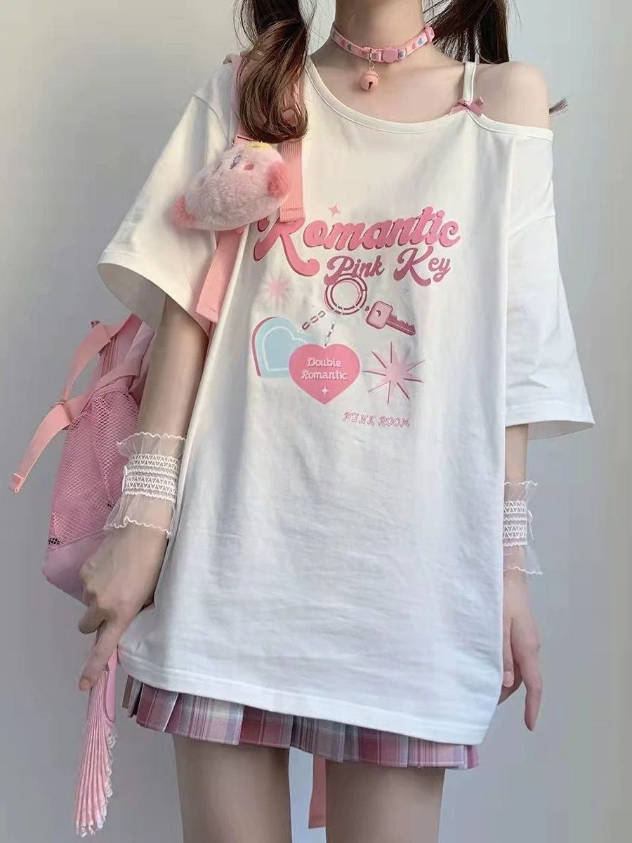 ★SHAKIRI★KIRIGIRL BOXY T-SHIRT (PINK)★正規品/韓国送料込 KIRIGIRL BOXY T-SHIRT (PINK) with BOW DOT BUSTIER (NAVY) ˚ෆ