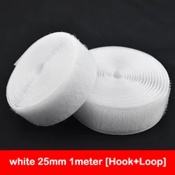 1 Meter Black & White Hook and Loop Fastener Tape - Adhesive Sewing Strips Accessories - Hook and Loop (White 25mm 1Meter)