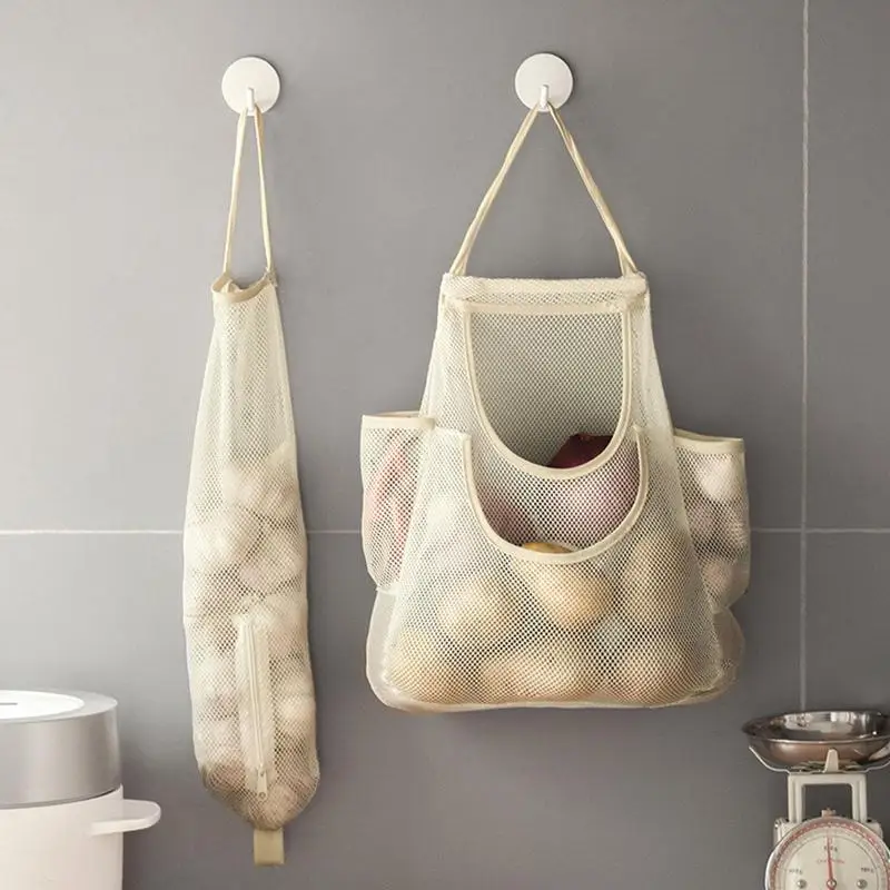 

Storage Bags Reusable Wall Mount Mesh Onion Fruit Vegetable And Garbage Bag Dispenser Kitchen Organization In 2 Different Shapes