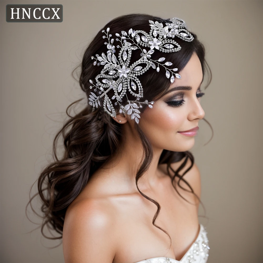 HNCCX  Alloy Leaves Bridal Headband Rhinestone Flower Headpiece Wedding Hair Accessories Bridal Tiara Bride Hair Tiara CP305