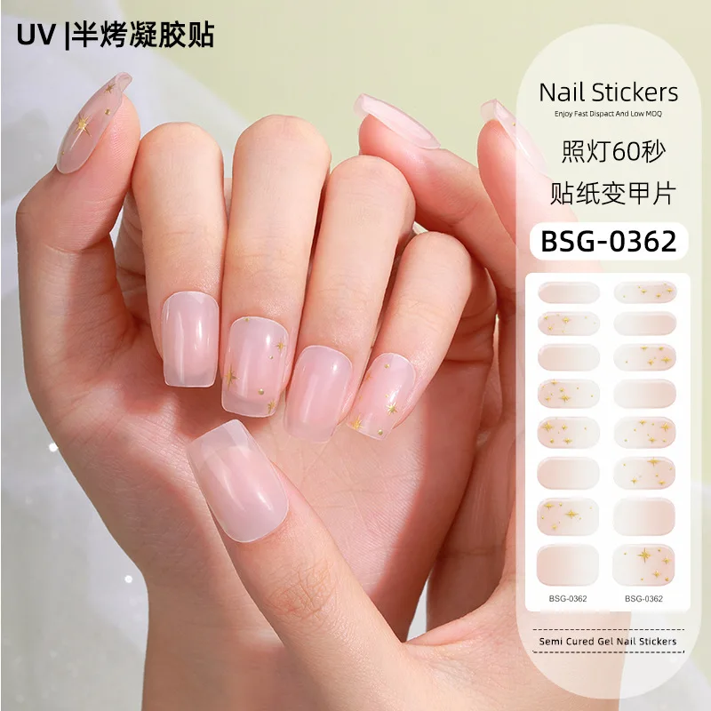 Semi-cured Gel Nail Sticker Full Cover Nail Decals Nagellack Gel Gradient Cat Eye Nail Art Aufkleber Maniküre UV Lampe Bedarf – Detail 24