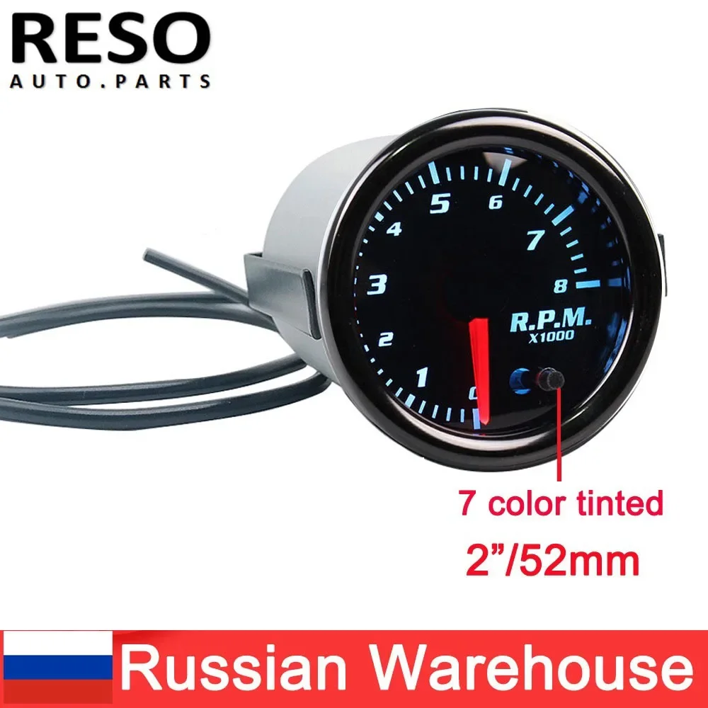 2" 52mm 7 Color Tinted Tacho Gauge Car Pointer Tachometer Meter tachometer gauge engine tachometer tachometer meter 0-8000 RPM with cup & without cup RESO -