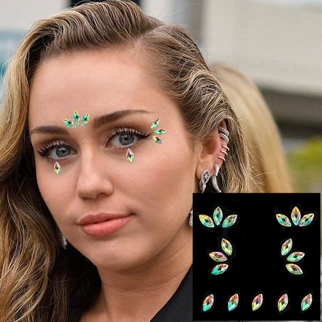 Face Jewelry For Women Temporary Tattoos Eye Eyeshadow Bindi Dots Gems  Sticker Sparkle Rhinestones Makeup Jewels Halloween Party - AliExpress