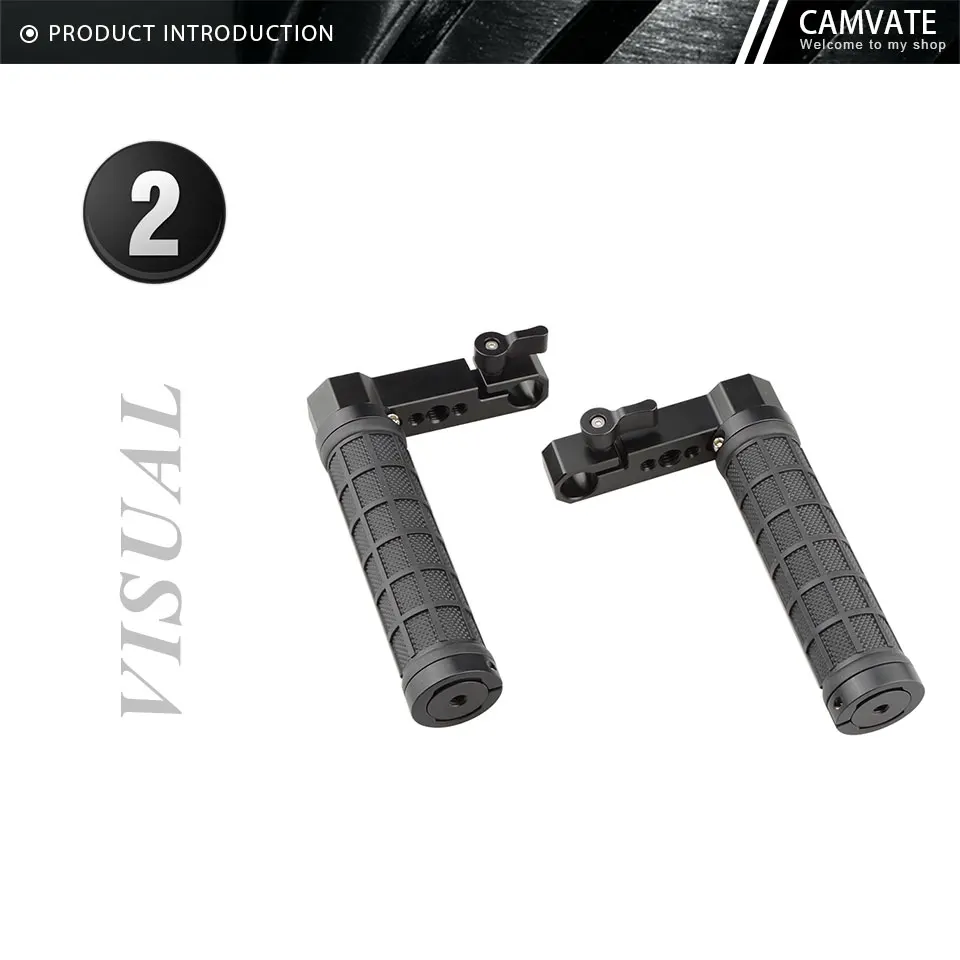 2Pcs Adjustable Rubber Handle & 15mm Rod Clamp &1/4"-20 3/8"-16 Mounting Holes D
