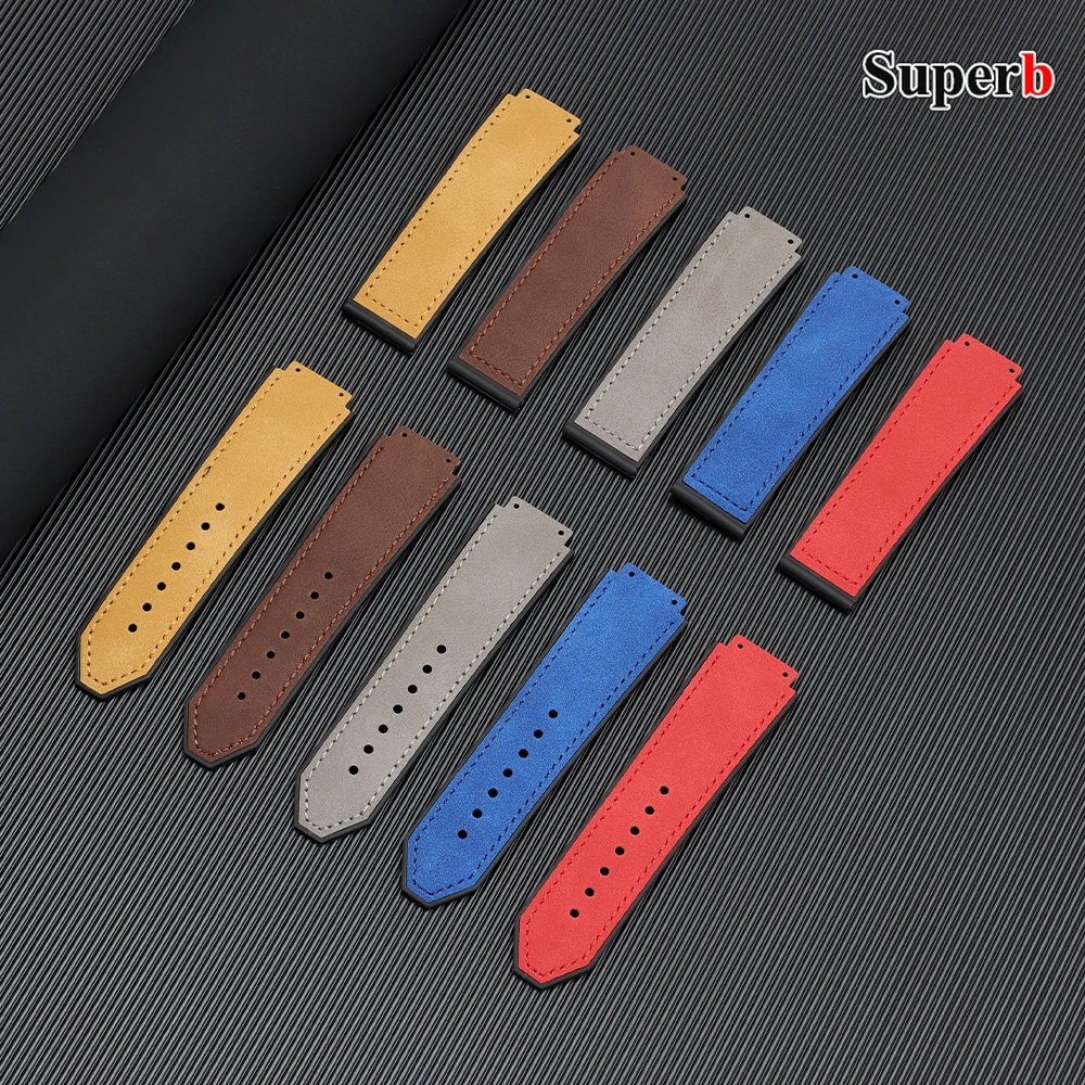 Multicolored Texture Matte Cowide Soft Waterproof Watchbands, 19x26mm