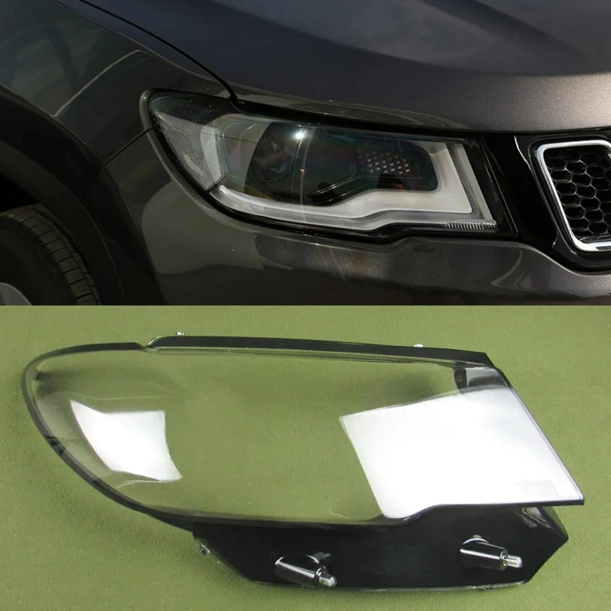 

Transparent Headlamp Lamp Shell Lens Headlight Shade For Jeep Compass Plexiglass Replace Original Lampshade 2017 2018 2019