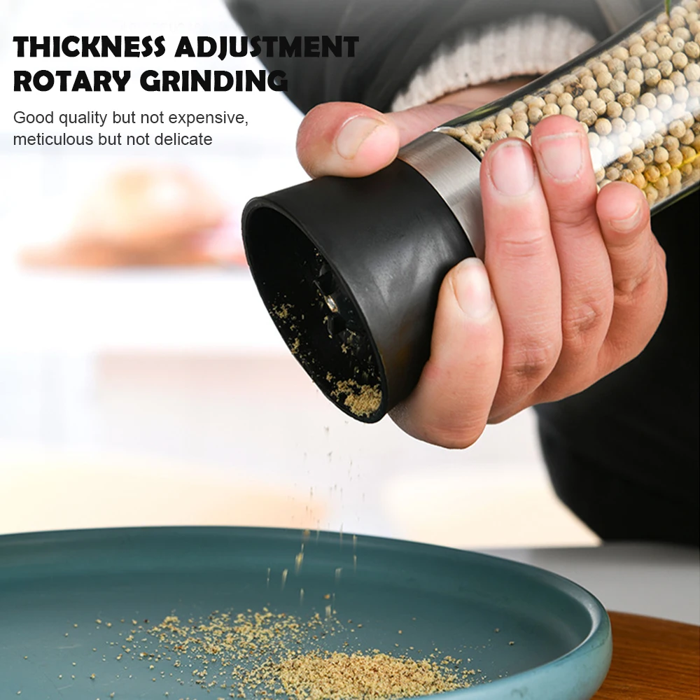 Stainless Steel Mill Pepper/Salt/Spice Grinder - Essential Kitchen Gadget with Glass Storage Container - Image 5
