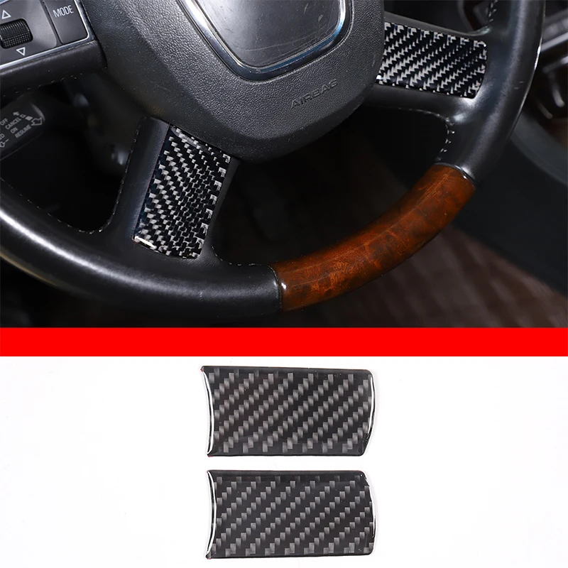 

For Audi A8 2004 - 2012 Car Steering Wheel Panel Decorative Sticker Carbon Fiber Interior Accessories 2 Pcs