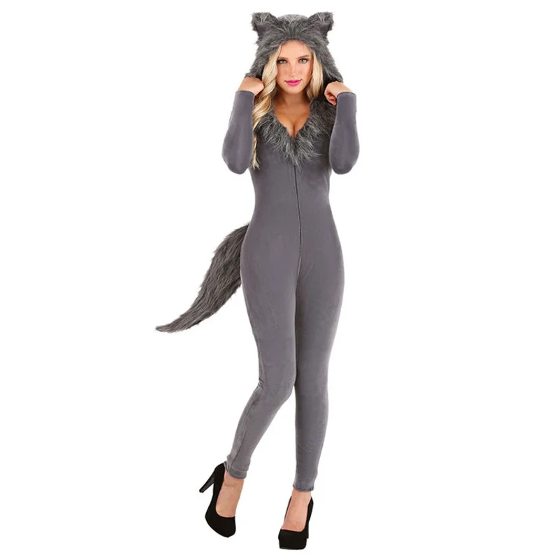 

Halloween Cosplay Movie Stage Performance Costume Adult Animal Wolf Tight Costumes New Women Wolf Bodysuit Party Dress