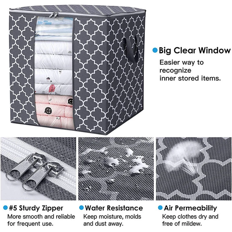 Clothes Quilt Storage Bag Moisture-Proof Dustproof Storages Non-Woven Quilt Organizes Mobile Clothes Bed Bottom 6