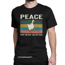 Camiseta Vintage de la paz nunca fue una opción, camisa de pato humorístico para hombres, cuello redondo, Camiseta de algodón Premium, camisetas Harajuku, Tops recién llegados