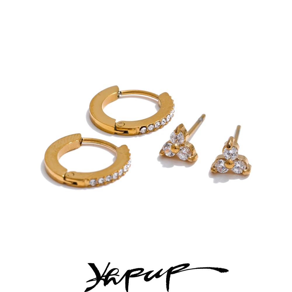 Yhpup Cubic Zirconia Flower Stud Earrings