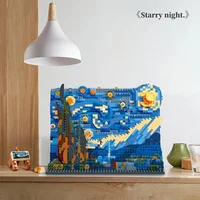 Creative Art Van Gogh Paintings The Starry Night MOC The Great Wave of Kanagawa Micro Building Blocks Education Toys Kids Gifts 2