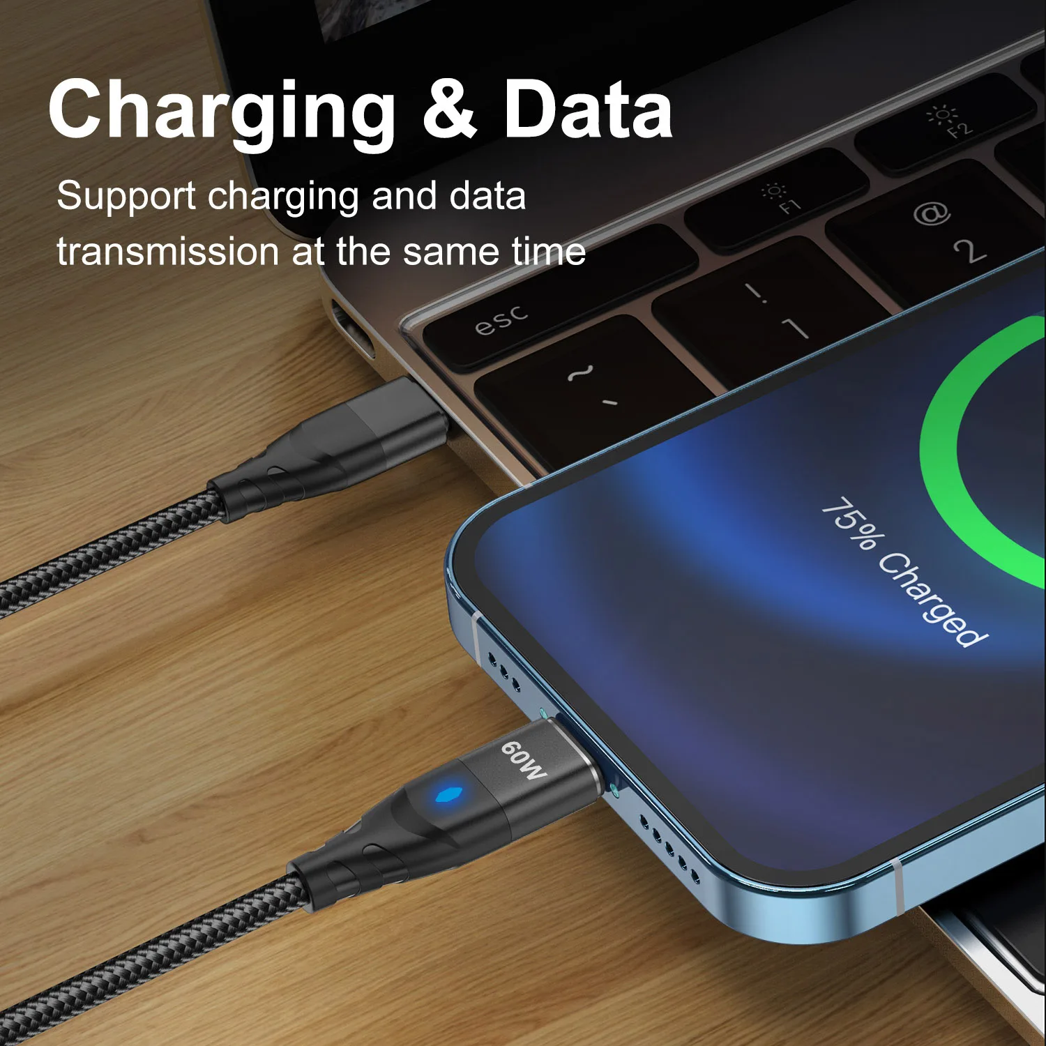 รูปสินค้า สายชาร์จแม่เหล็ก USB-C ถึง Type-C และ Micro สำหรับ iPhone Samsung
