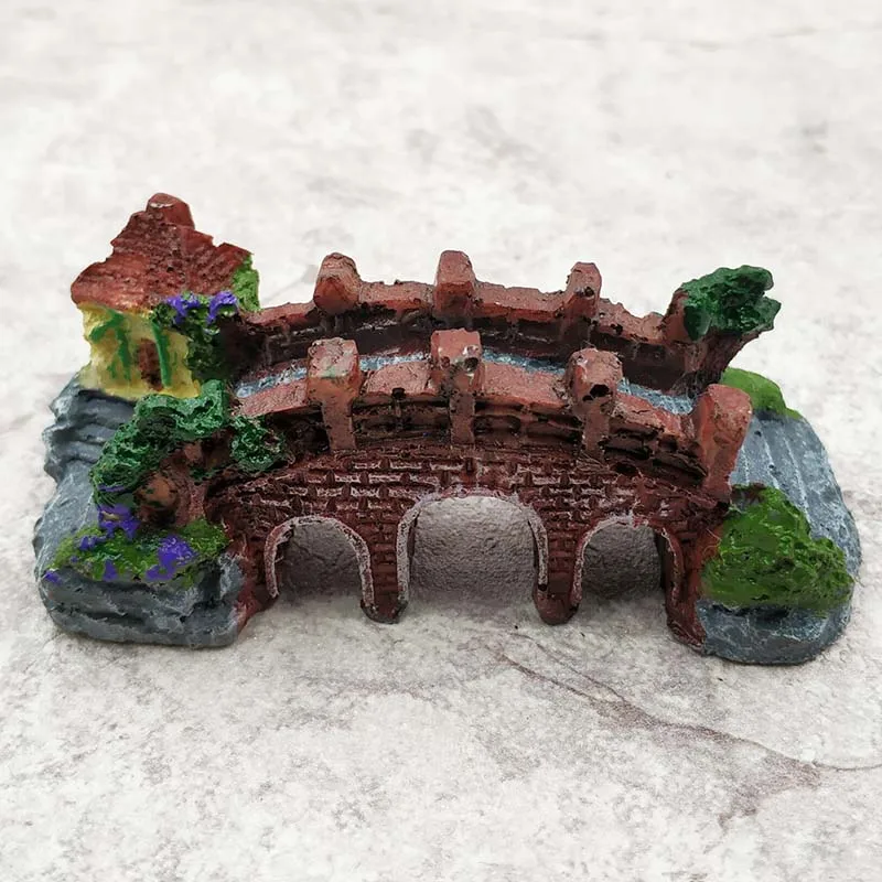 Fish Tank Landscaping Ornamental Bridge Rockery Simulation Resin Aquarium Decoration 1pc
