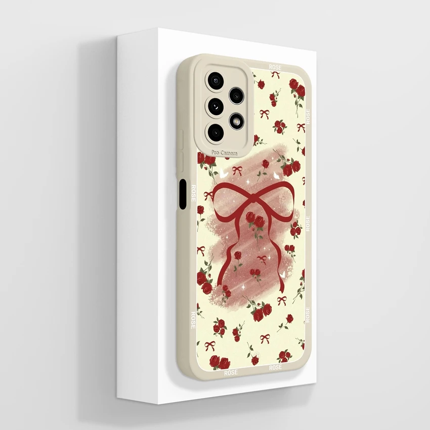 Beautiful Plant Flower Design Liquid Silicone Shockproof Cellphone Case w/ Screen Protector