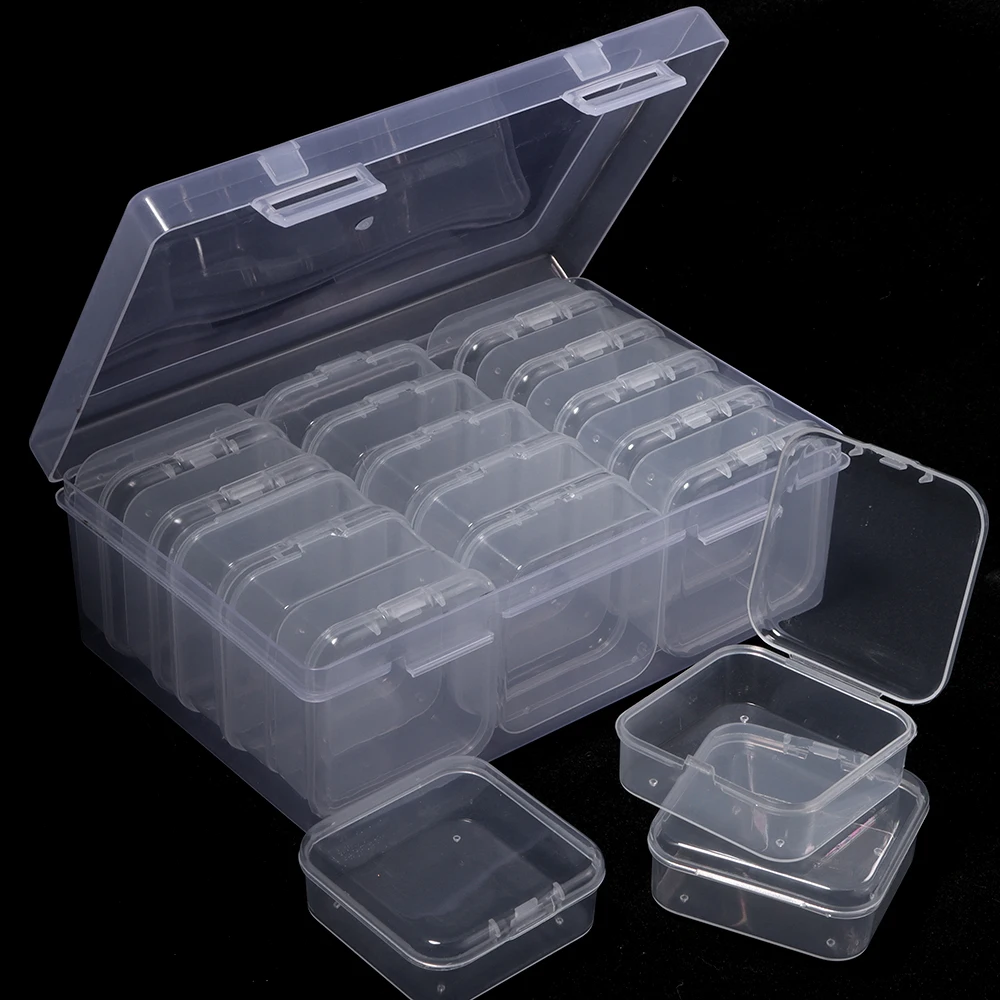 1pc Transparent Plastic Box Compartment Storage Box Small Square Container for Jewelry Beads Desktop Sundries Sorting Storage